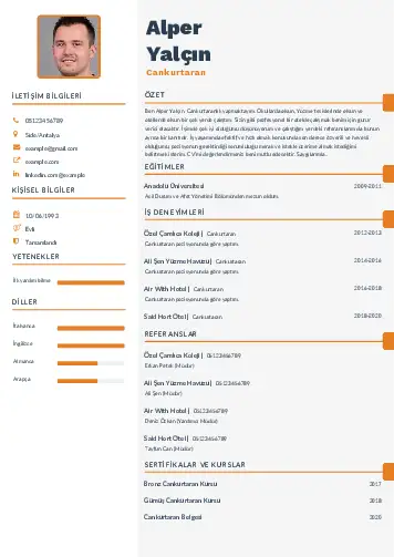 Cankurtaran CV Örnekleri cv indir